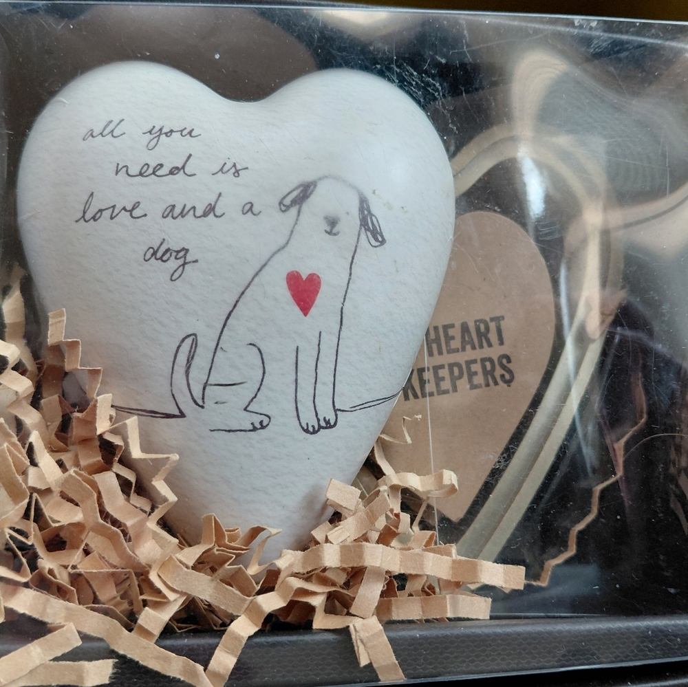 Demdaco Heart-Shaped Dog Keepsake with Red Accent